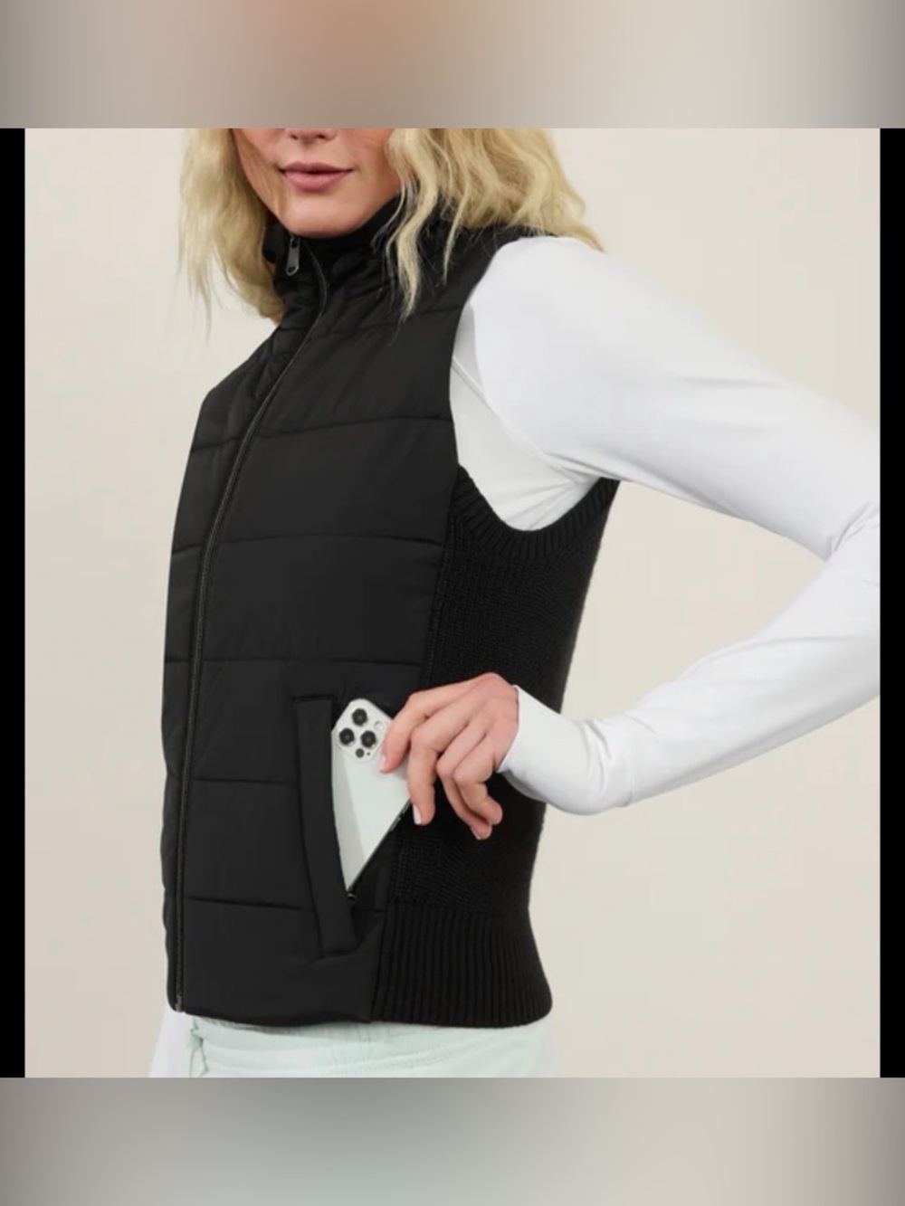 Athleta Black Incline Hybrid Vest Small Womens